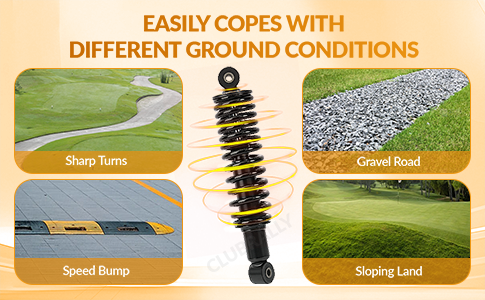 Drive-up Yamaha Golf Cart Shocks easily copes with different ground condition
