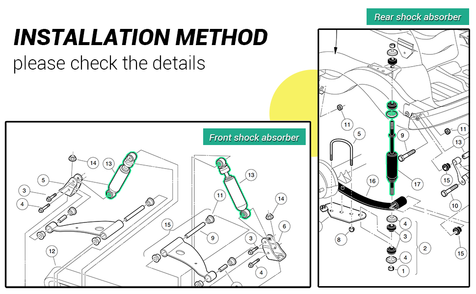 DRIVE UP club car shocks installation method