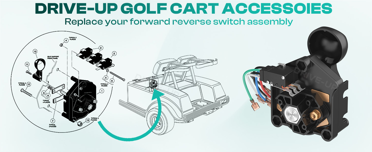 Drive-up Club Car Forward Reverse Switch Assembly OEM Replacement