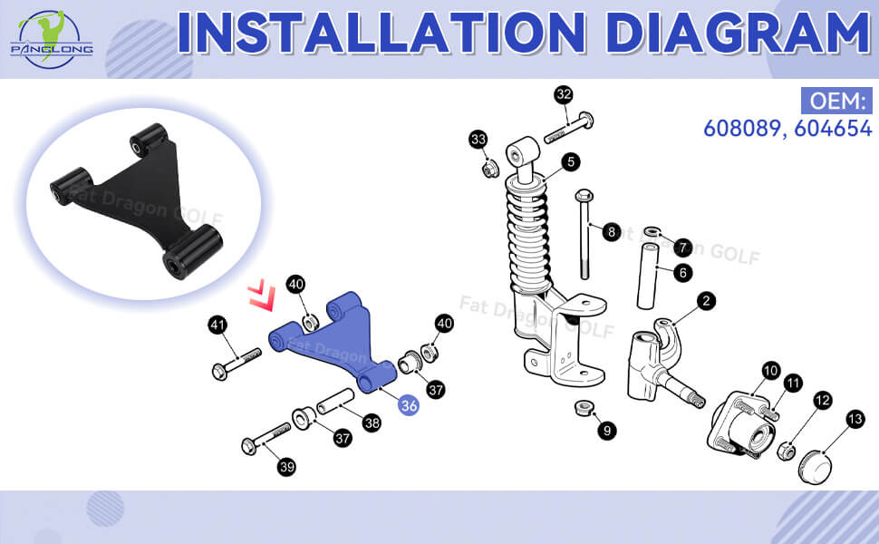 EZGO a arm lift kit installation diagram