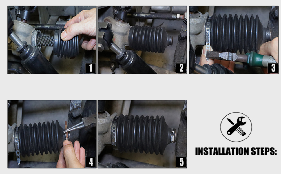 Drive-up Golf Cart Steering Bellows with Stainless Steel Cable Tie is easy to install