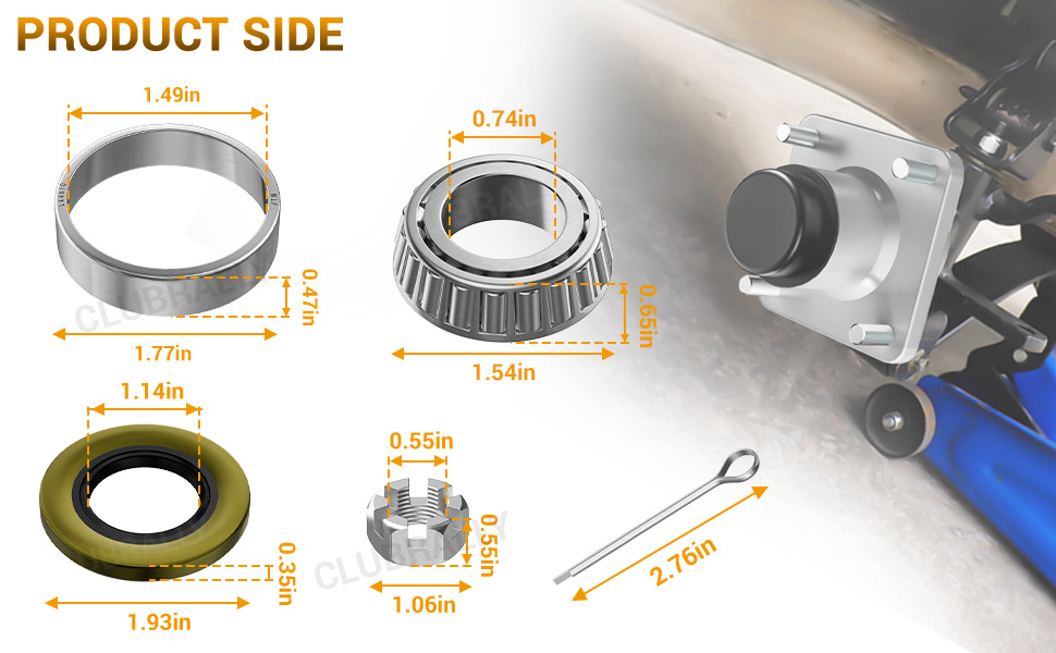 club car golf cart wheel bearings' size