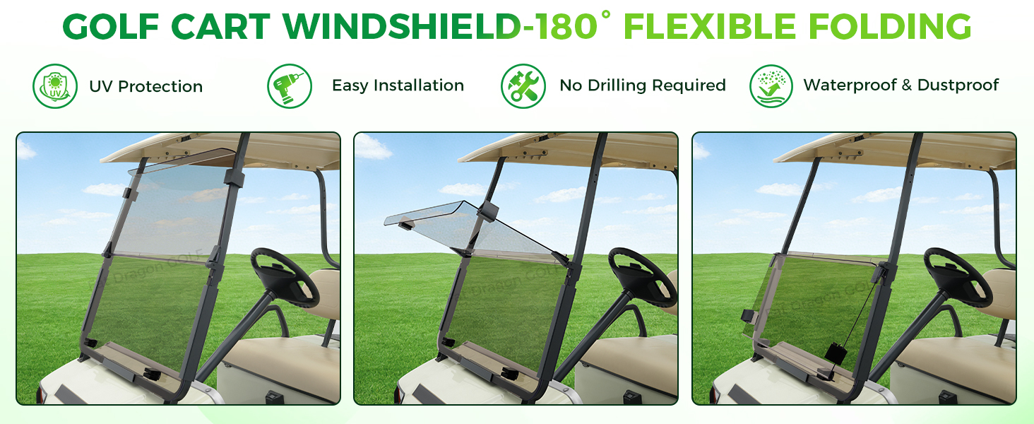 windshield for Club Car DS,foldable windshield for Club Car golf cart,golf cart windshield with clip kit