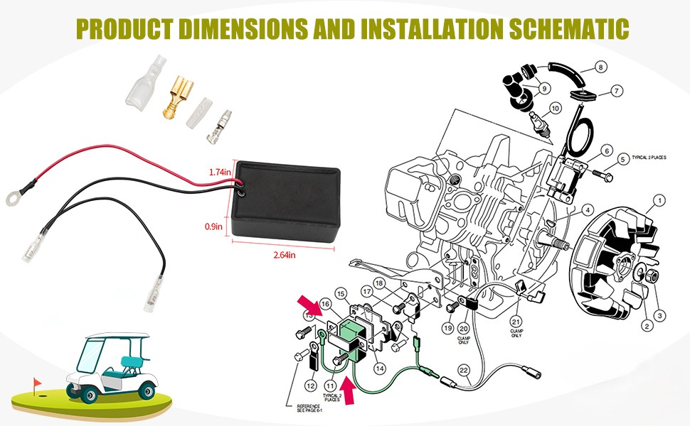 Club Car REV limiter limiter dimensions and installation schematic