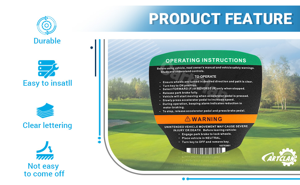Drive-up Golf Cart Sticker Kit feature