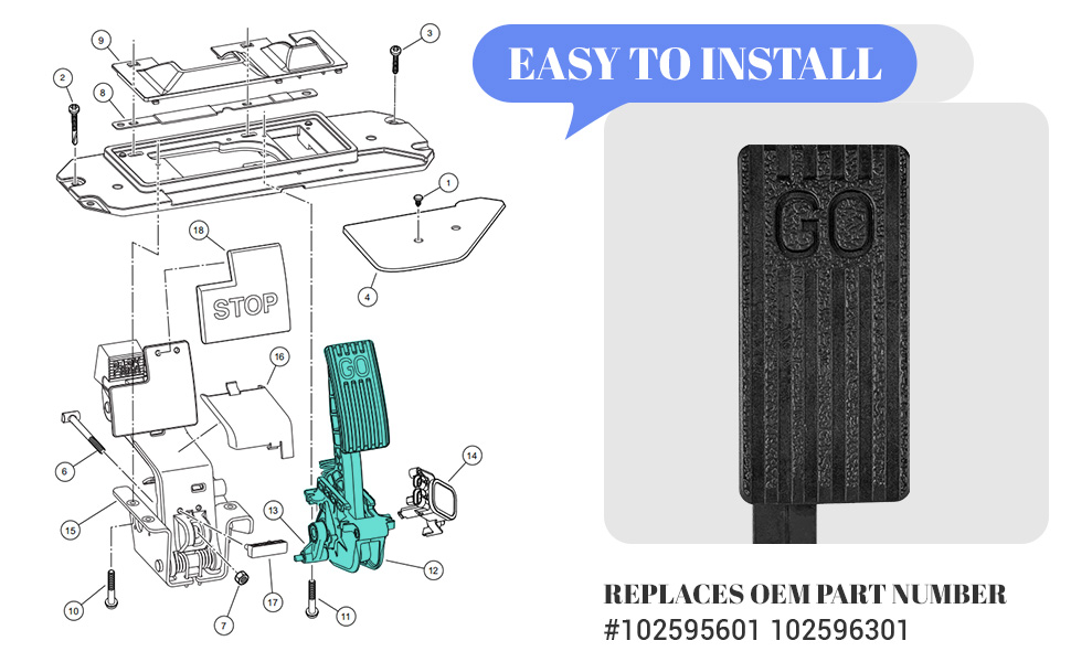 Drive-up club car accelerator pedal is very easy to install