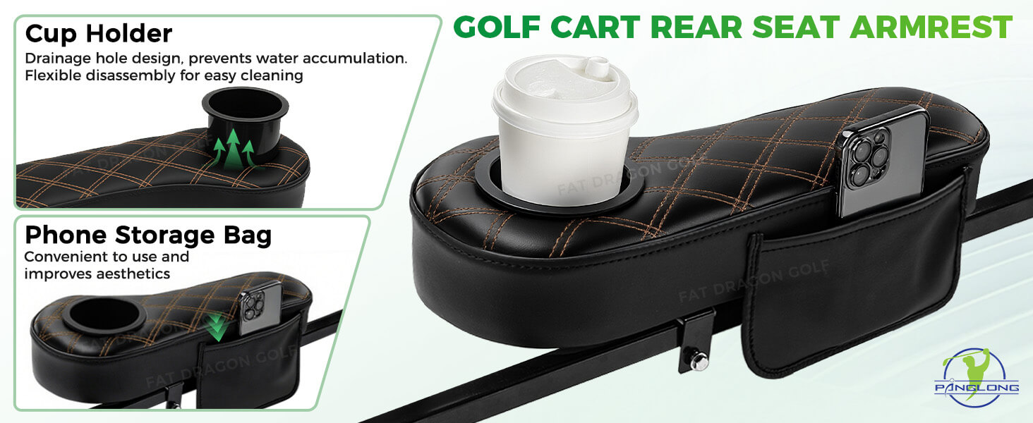 Golf Cart Armrests with Cup Holder Phone Storage