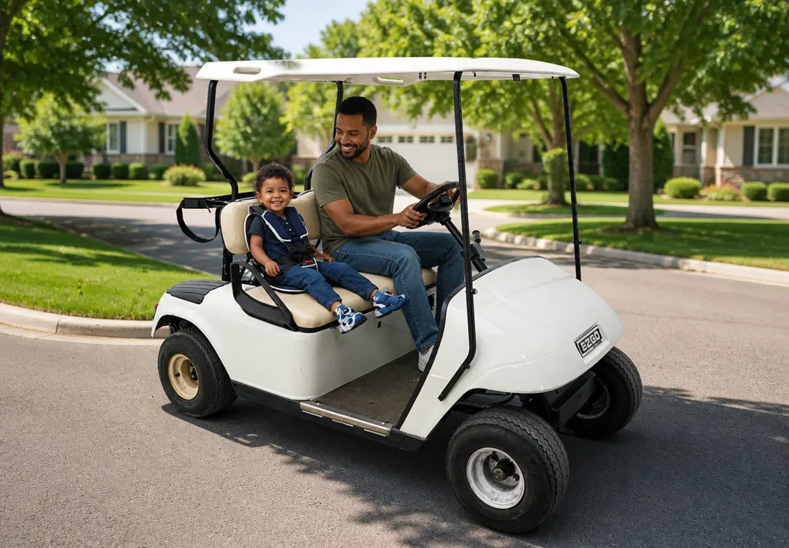 golf cart child positioner for family