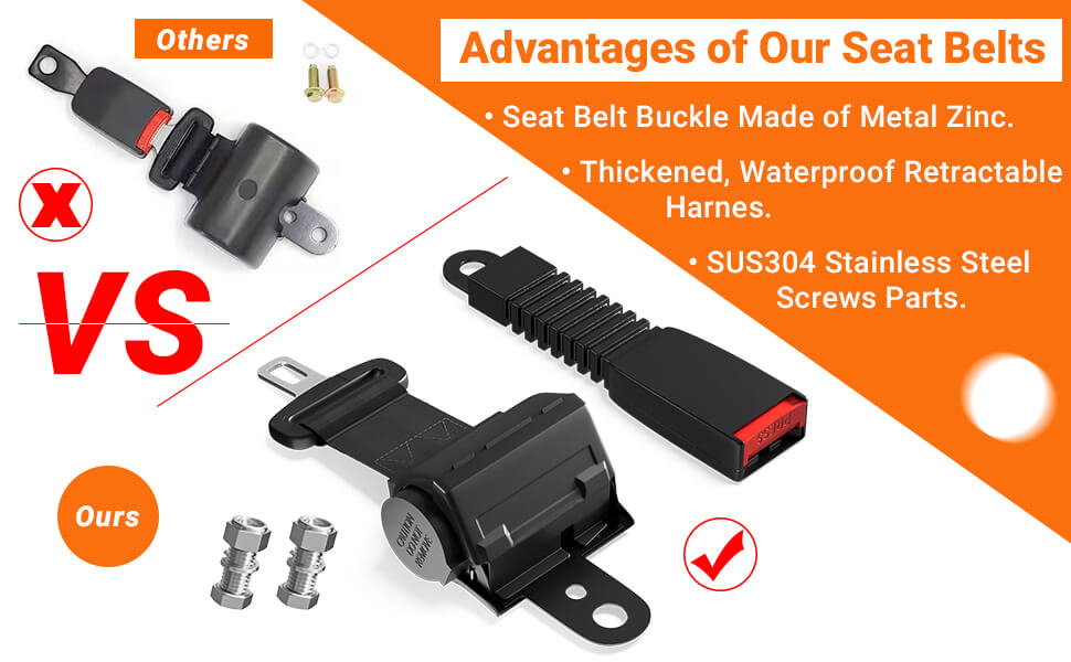 Drive-up Universal Golf Cart Seat Belts Kit for Club Car EZGO Yamaha