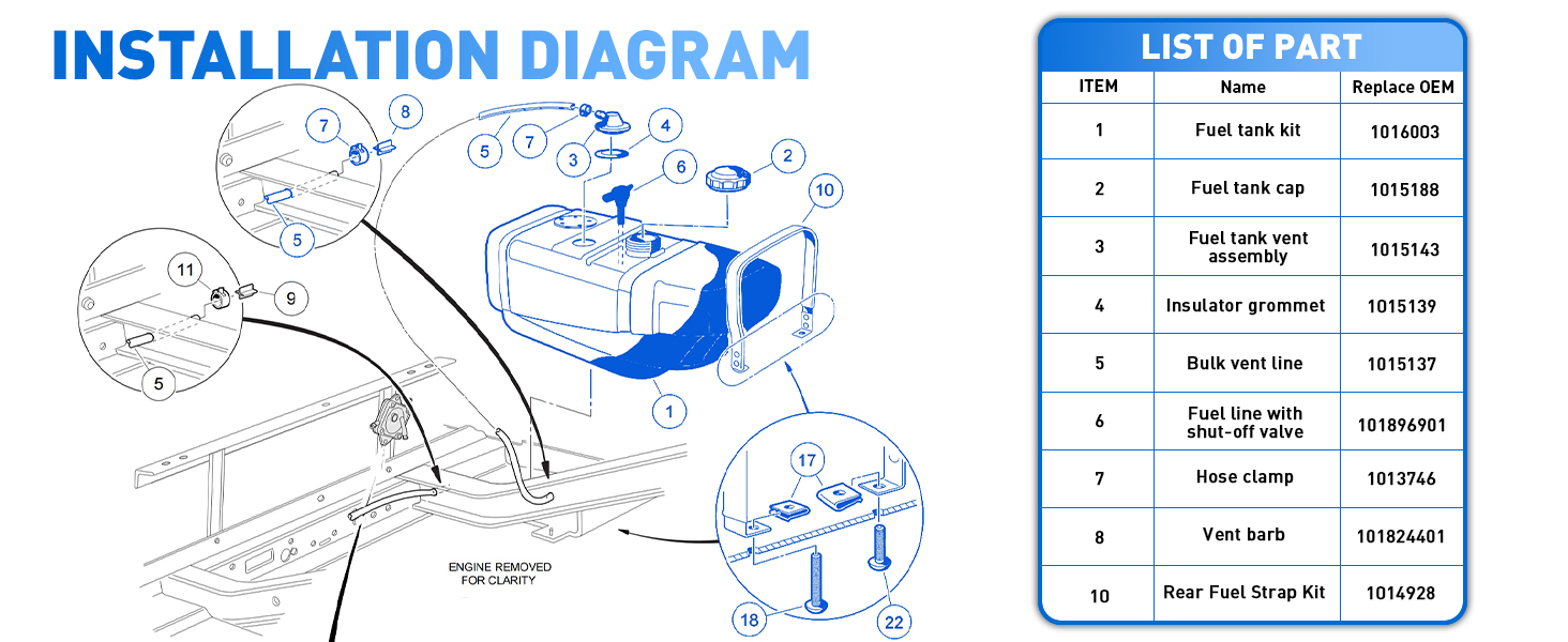 club car fuel tank assembly