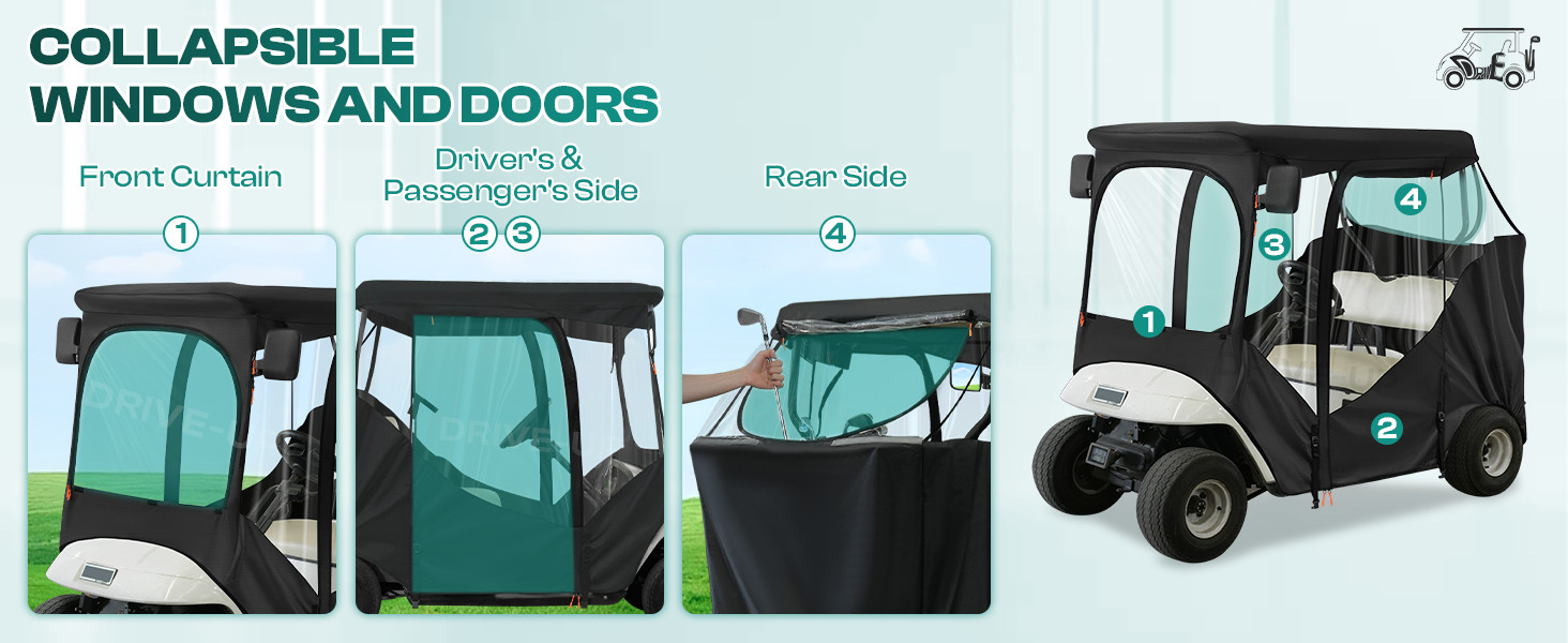 ezgo enclosure for txt rxv with collapsible windows and doors