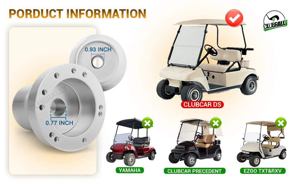This golf cart steering wheel adapter is designed specifically for Club Car DS models.