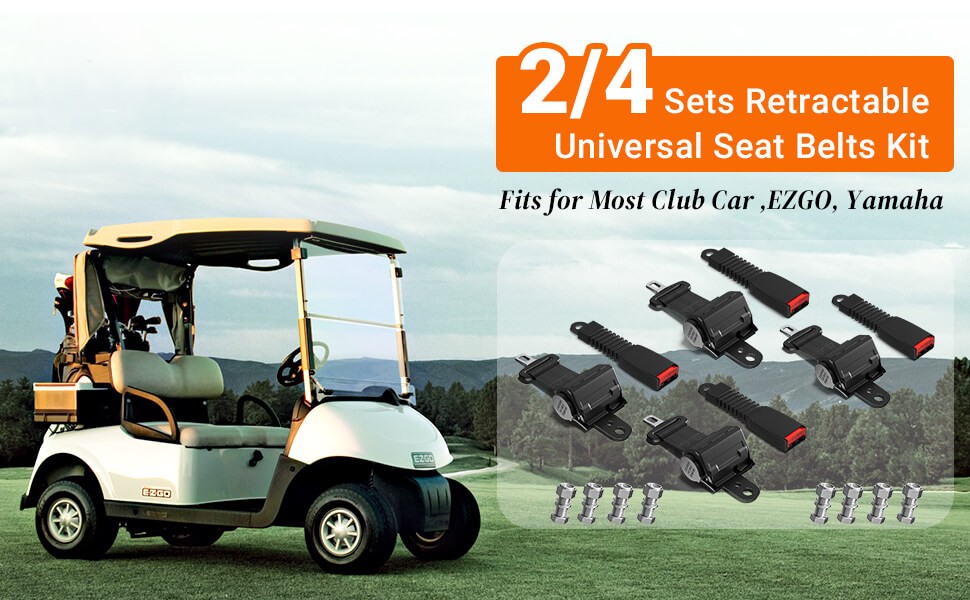 2/4 sets retractable universal Golf Cart Seat Belts for Club Car EZGO Yamaha
