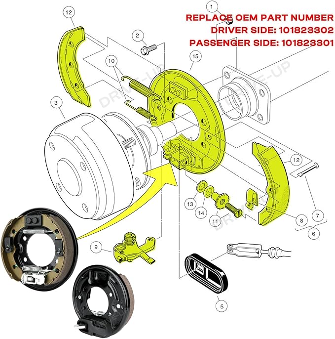 club car rear brake assembly replace OEM part number