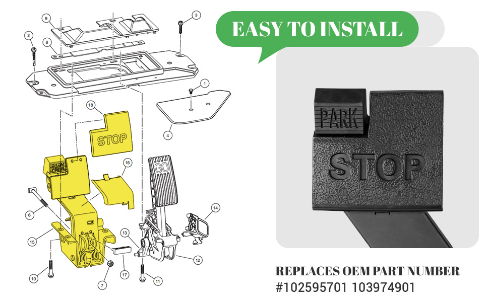 Drive-up golf cart club car brake pedals are easy to install