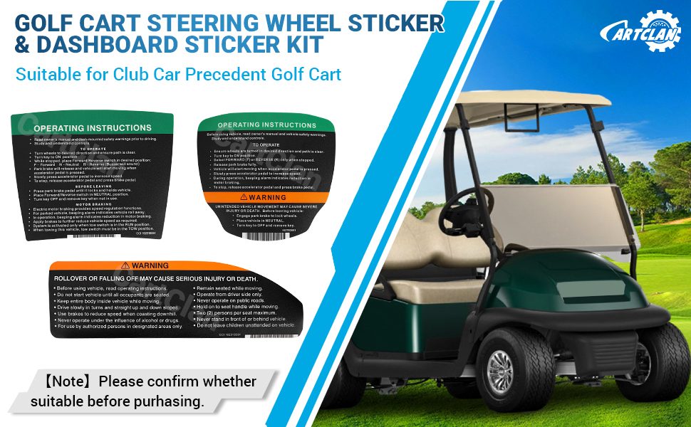 Club Car Steering Wheel Sticker & Dashboard Sticker Kit