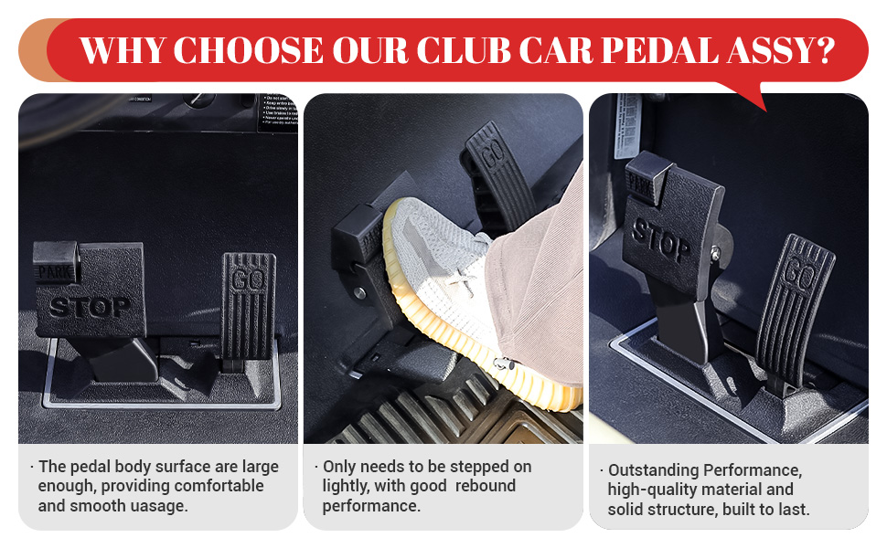 Drive-up golf cart accelerator pedal and brake pedals
