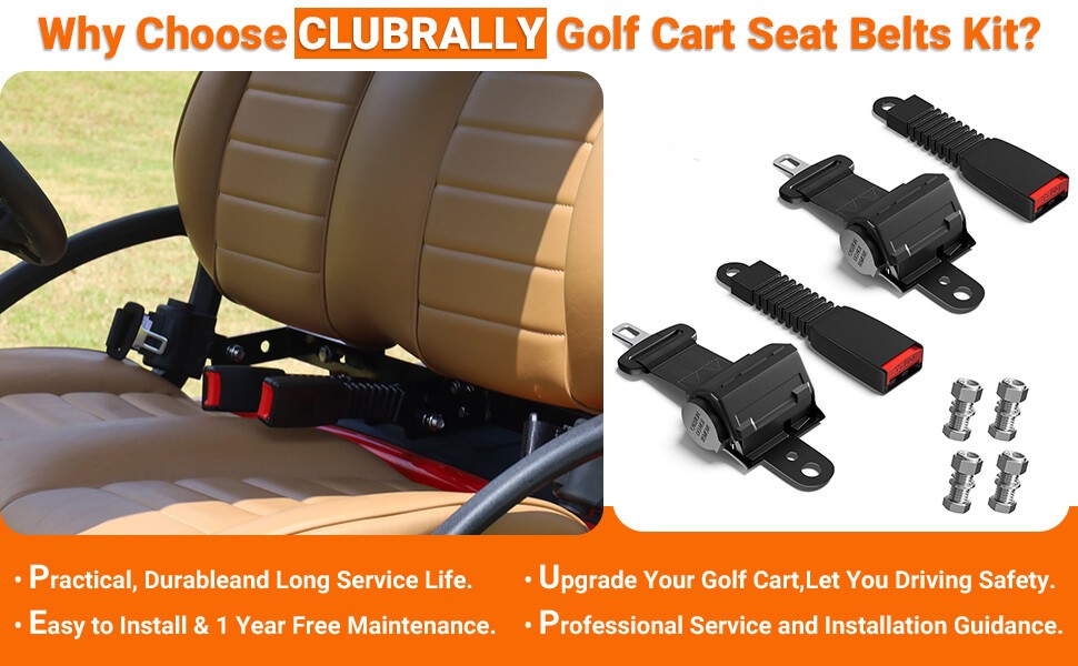 Drive-up Universal Golf Cart Seat Belts Kit for Club Car EZGO Yamaha