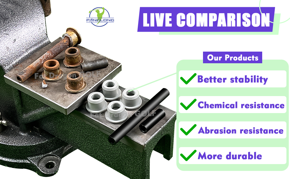 The golf cart bushings are made from durable urethane material