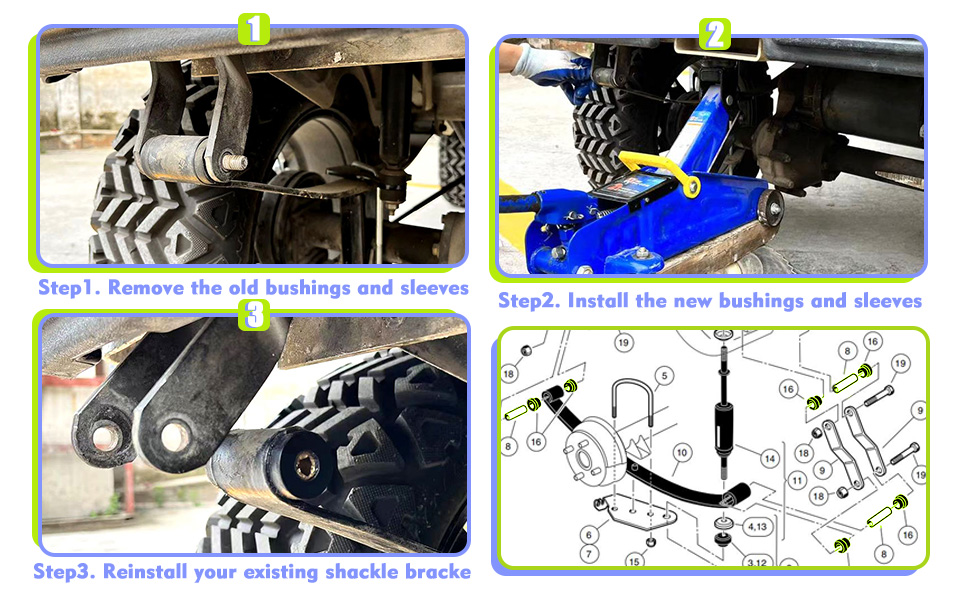 golf cart leaf spring bushings, club car ds bushing kit