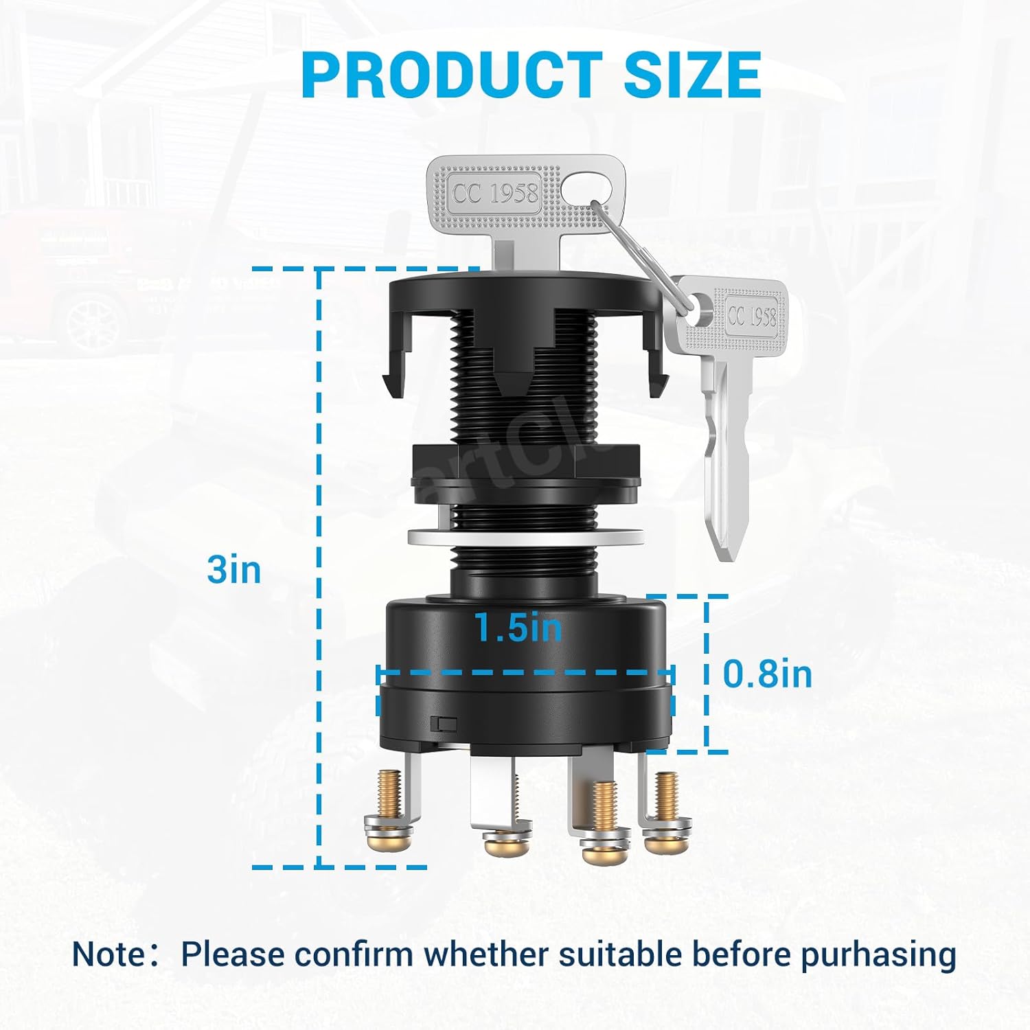 key ignition switch size