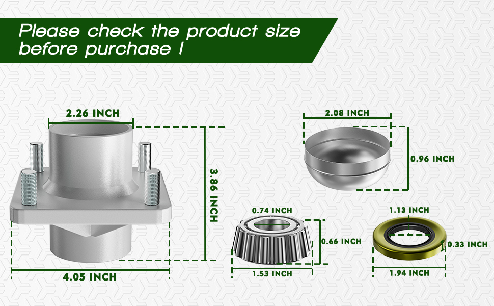 Club Car DS Front Wheel Hub Kit 1982-2002