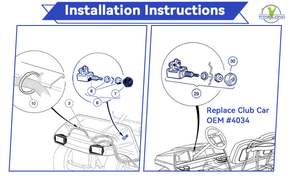 golf cart headlight switch is to replace Club Car OEM #4034