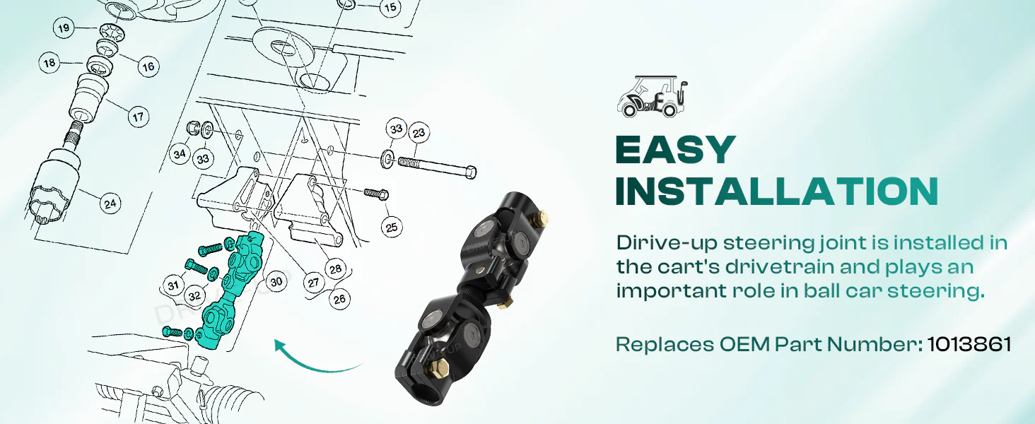 Drive-up Club Car DS steering joint is easy to install
