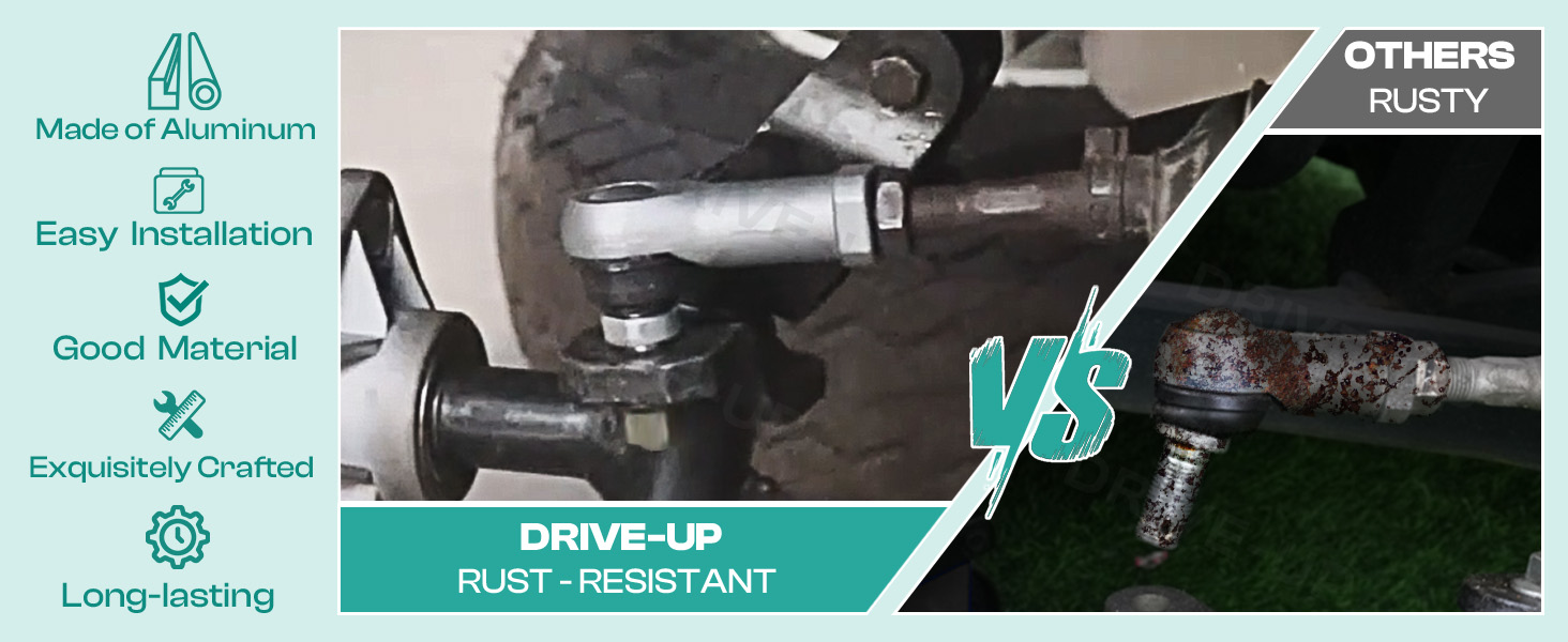 Drive-up rust-resistant tie rod end