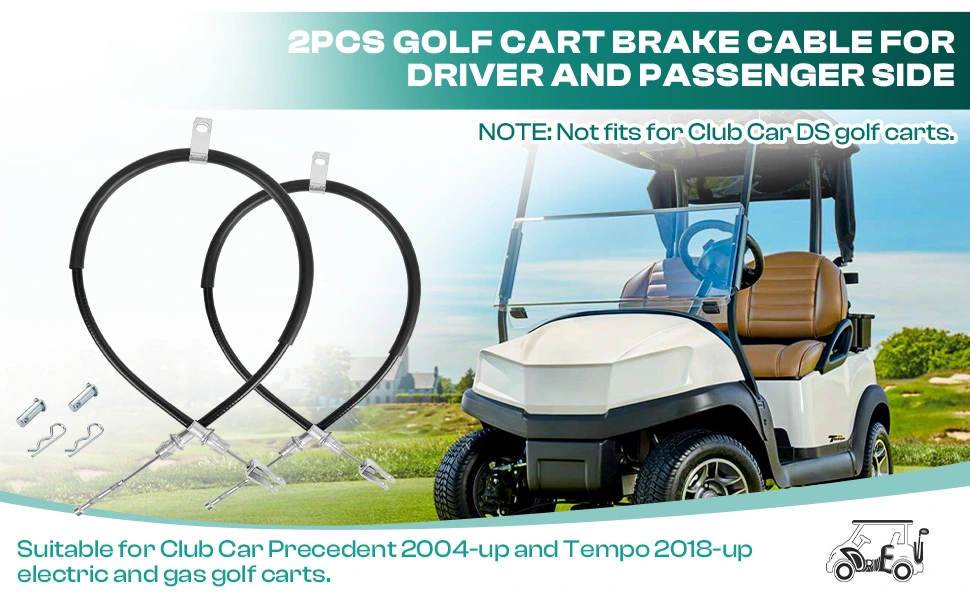 This golf cart brakes cable set fit for Club Car 2004-Up Precedent and 2018-Up Tempo