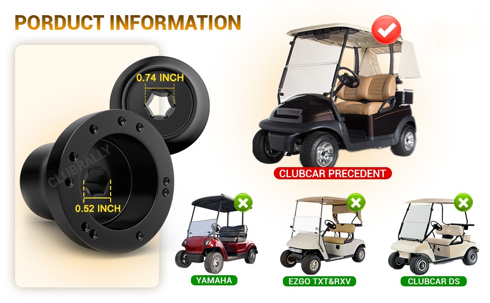 This golf cart steering wheel adapter is designed specifically for Club Car Precedent models