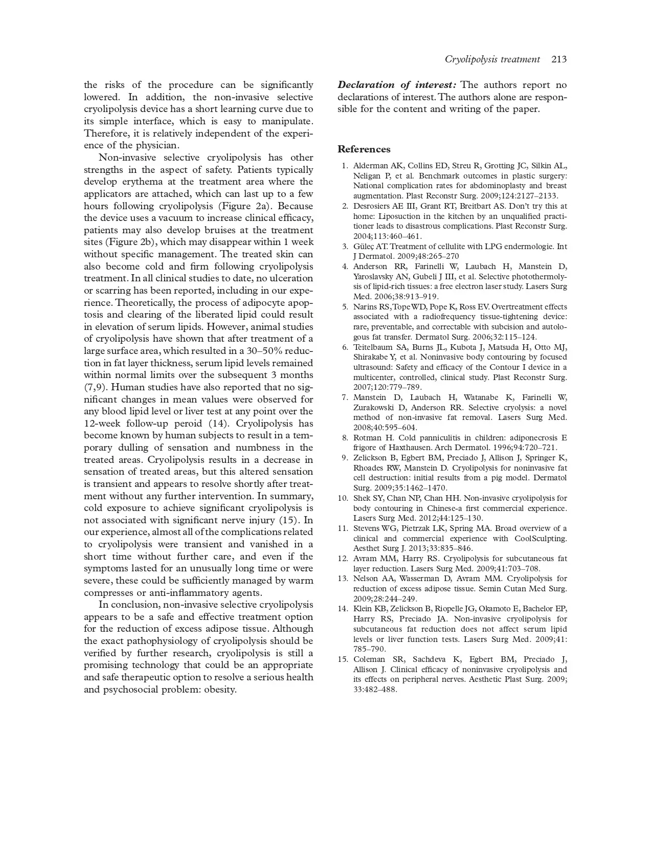 Clinical effectiveness of non-invasive selective cryolipolysis