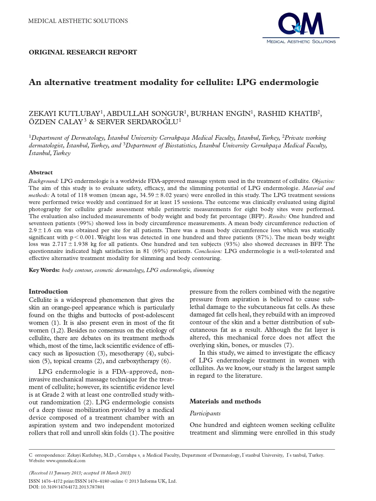 An alternative treatment modality for cellulite LPG endermologie