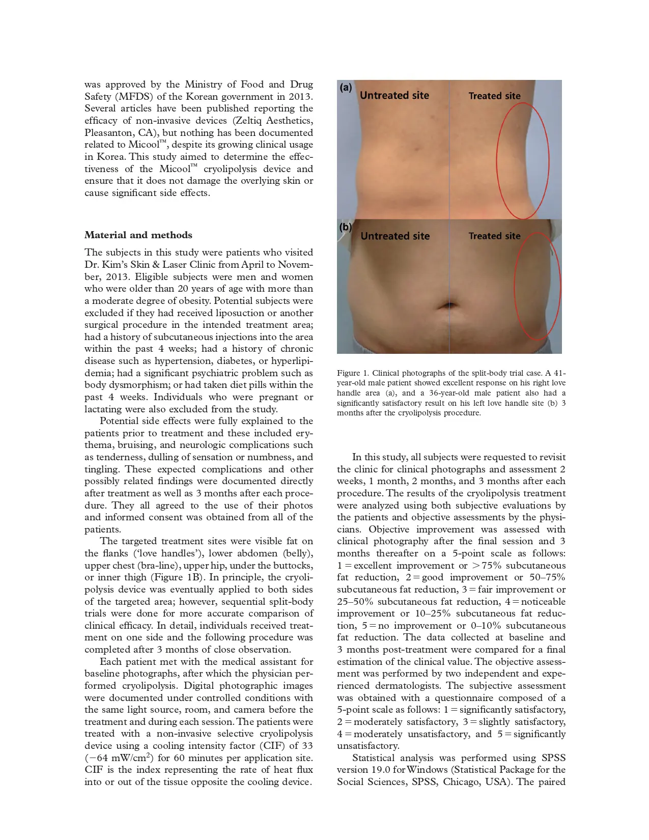 Clinical effectiveness of non-invasive selective cryolipolysis