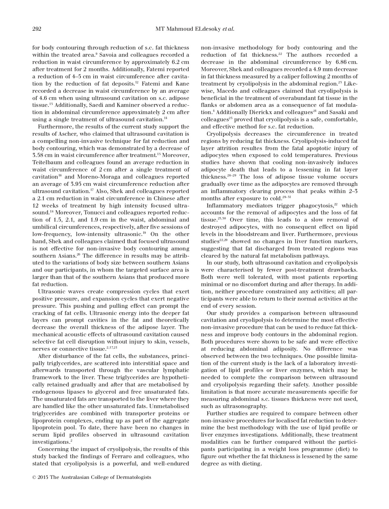 Ultrasound cavitation versus cryolipolysis for non-invasive body contouring