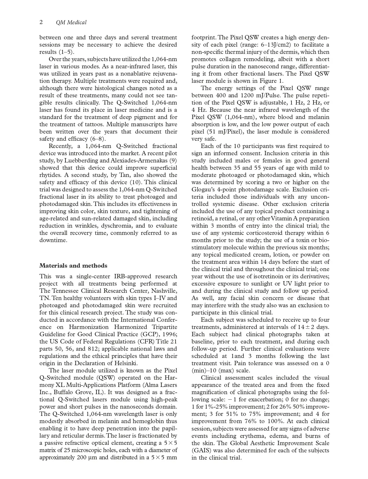 Fractional Q-Switched 1,064-nm laser for the treatment of photoaged-photodamaged skin