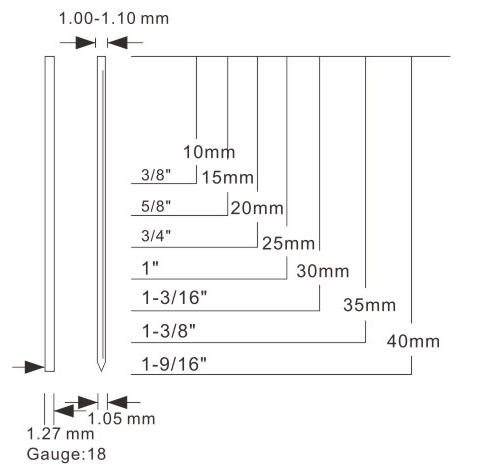 18 gauge stainless steel brad nails