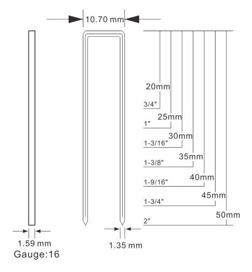 16 gauge medium crown staples