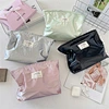OEM/ODM Custom Silver Glossy Makeup Storage Bag, Large Capacity Portable Toiletry Organizer