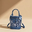 Customized Fashion Lady Luxury Denim Retro PU Waterproof Zipper Closure Portable Bucket Bag Canvas Splicing Wallet Polyester