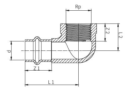 V press copper fittings elbow PressxFemale thread