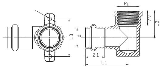 elbow with wall plate 15mm