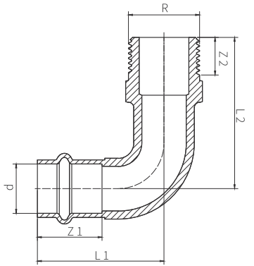 Elbow 90 Male thread x Press