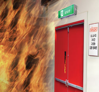 Exit steel fire door