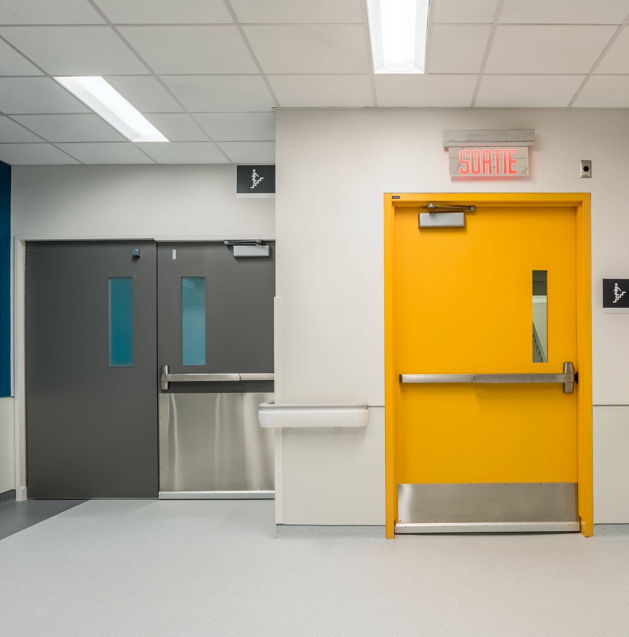 Exit steel fire door