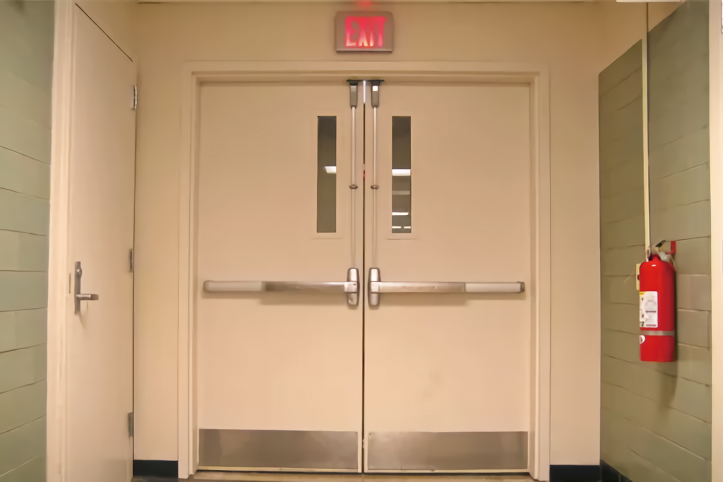 Exit steel fire door