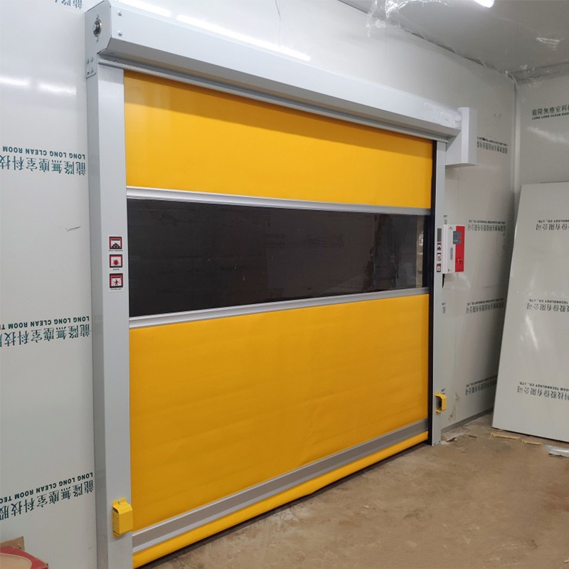 Installation effect of yellow roller shutter door.PVC roller shutter door