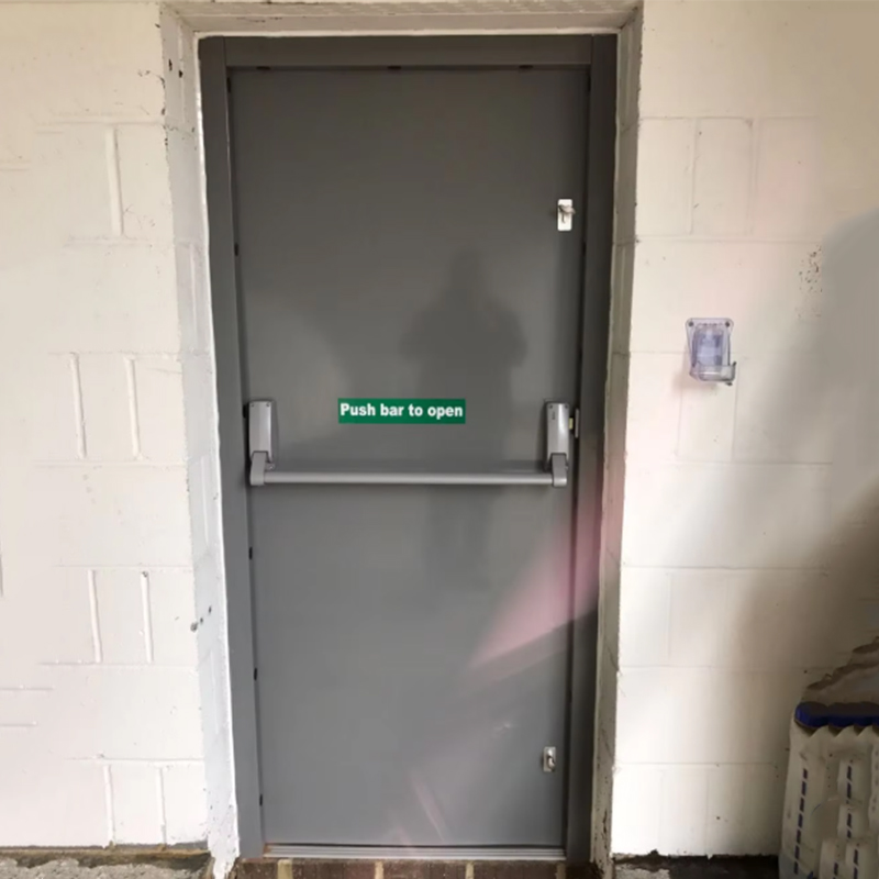 Exit steel fire door