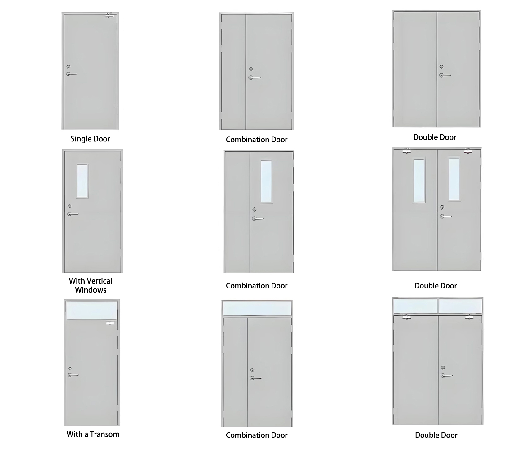 Steel fire door type diagram.Steel fire door