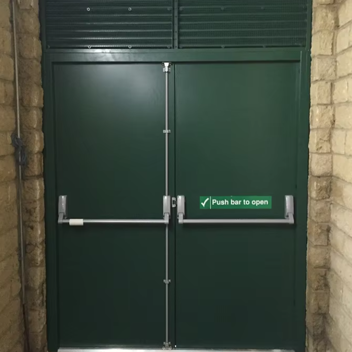 Exit steel fire door